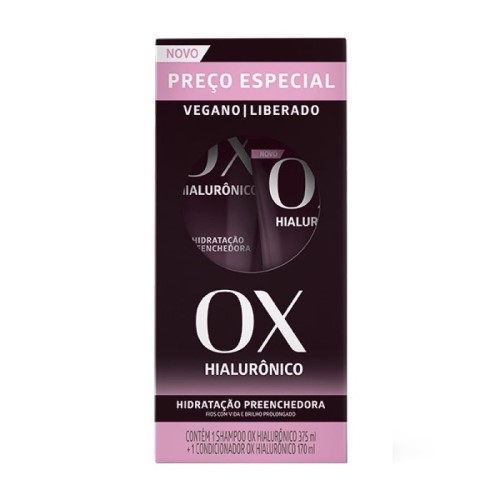 OX Cosméticos Hialurônico Hidratação Preenchedora Kit Shampoo + Condicionador