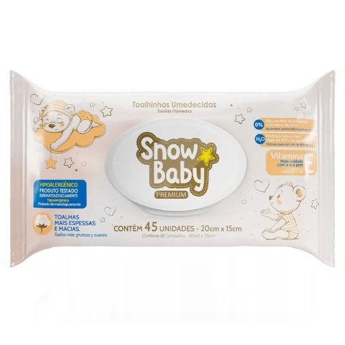 Toalha Umedecida Infantil Snow Baby Premium - 45 Unidades