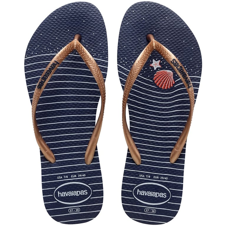 Sandálias Havaianas Slim Nautical Fc Marinho/Rose 33/34