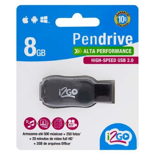 PEN DRIVE i2GO TITAN I2GO 8GB PRETO