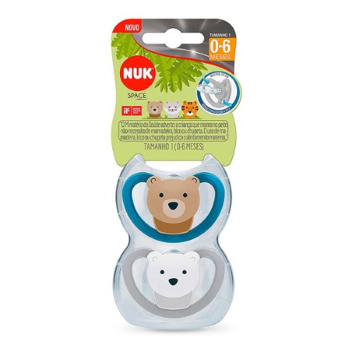 Chupeta NUK Space Boy Tamanho 1 para 0 a 6 meses com 2 unidades