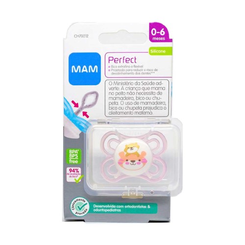 Chupeta MAM Perfect 0 a 6 Meses Rosa 1 unidade