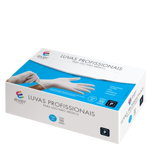 Luvas Látex Profissionais Ever Care P 100 Unidades