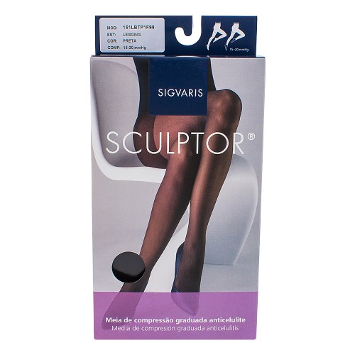 Legging Anticelulite Sigvaris Sculptor 15-20mmHg P (Tamanho Pequeno) Curto (P1) Cor Preta