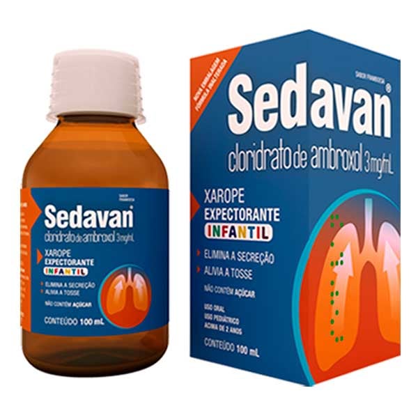 Sedavan 3mg/mL, caixa com 1 frasco com 100mL de xarope, infantil