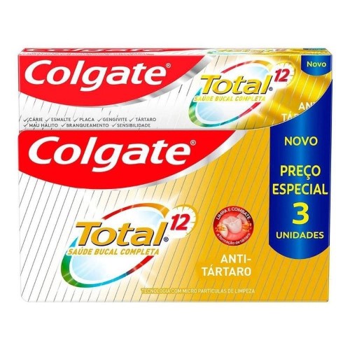 Creme Dental Colgate Total 12 Anti-Tártaro 90g-3 Unidades