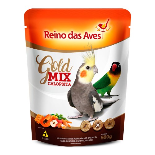 Ração para Pássaro Reino das Aves Calopsita Gold Mix 500g