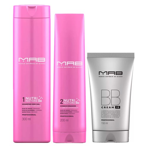 MAB Nutri Restore + BB Cream Kit - Shampoo + Condicionador + Leave-in BB Cream