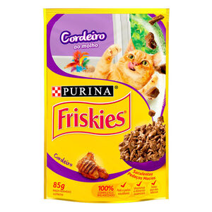 Ração Úmida para Gatos Adultos Purina Friskies cordeiro ao molho, sachê com 85g