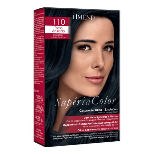 Tonalizante Creme Amend Supéria Color Sem Amônia 110 Preto Azulado com 1 Unidade