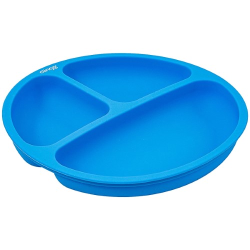 Prato com Divisórias para bebê em Silicone Azul (6m+) - Clingo