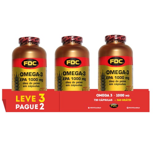 Omega-3 Epa 1000mg Leve 3 Pague 2 Com 360 Cápsulas Cada Fdc