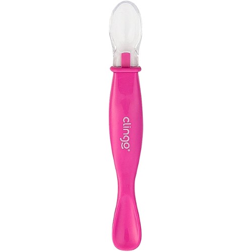 Colher ponta dupla de silicone Pink (6m+) - Clingo