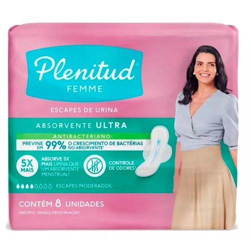 Absorvente para Incontinência Urinária Leve a Moderada Plenitud Femme Ultra com 8 unidades