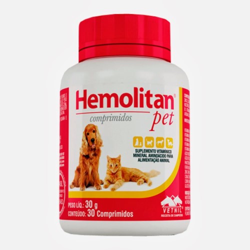 Hemolitan Pet Uso Veterinário com 30 Comprimidos