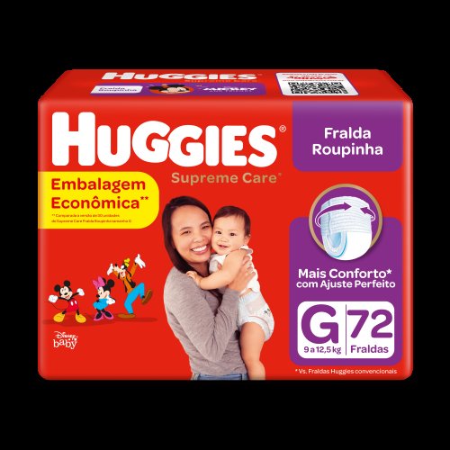 Fralda Roupinha Huggies Supreme Care G 72 Unidades