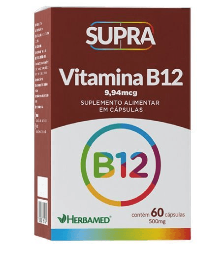 Vitamina B12 Herbamed Supra 500mg, frasco com 60 cápsulas