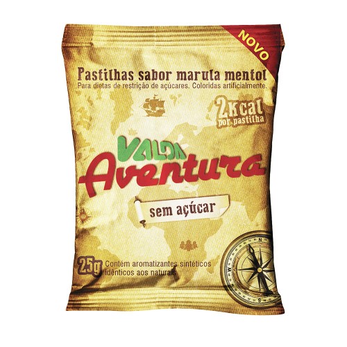 Pastilha Valda Aventura Sem Açucar Sabor Amarula Mentol Em Sache 25g