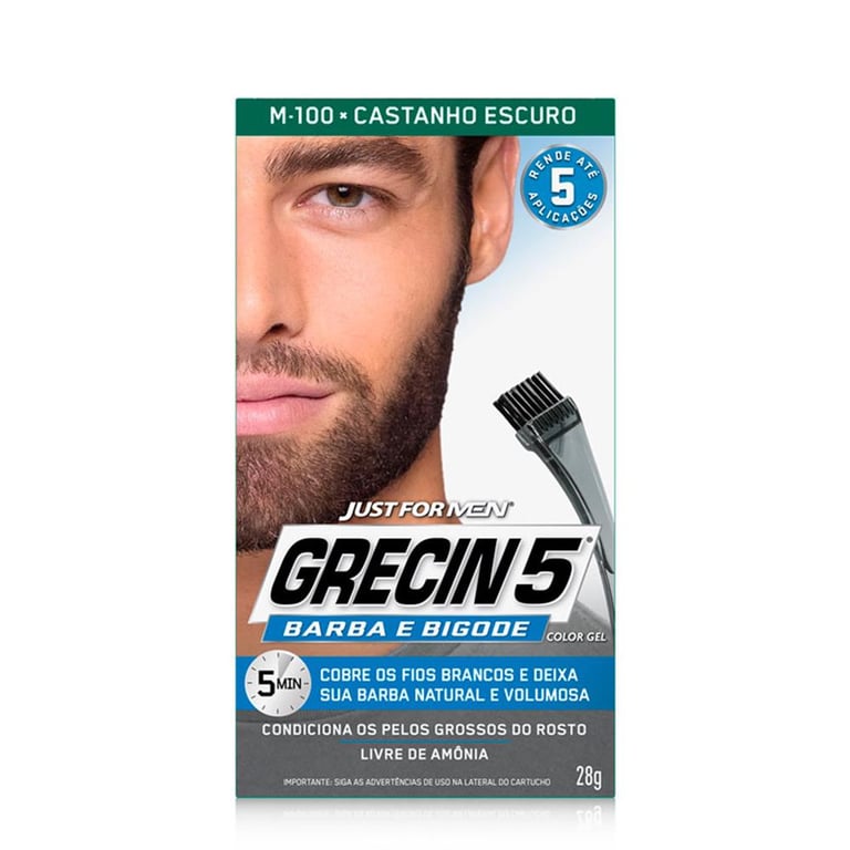 Gel Color Grecin 5 Barba E Bigode Castanho Escuro 120ml