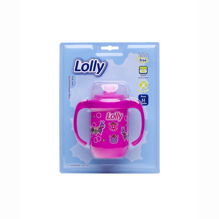 Copo Antivazamento com Alça Lolly Zoo 18+ Meses 250ml Rosa Ref 7104-01