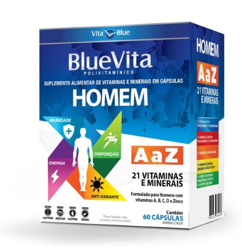 Blue Vita Homem Polivitaminico A a Z 60 Capsulas