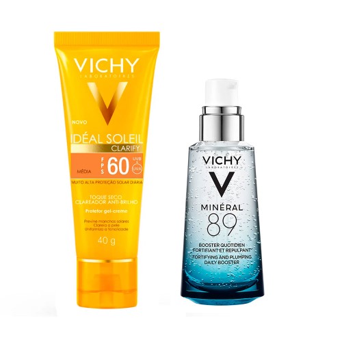 Vichy Minéral 89 Ideal Soleil Clarify Média Kit – Hidratante Facial + Protetor Solar FPS60