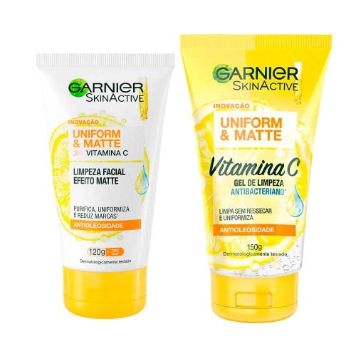 Garnier Kit – Gel de Limpeza Facial Skin Active + Gel de Limpeza Facial Skin Uniform & Matte