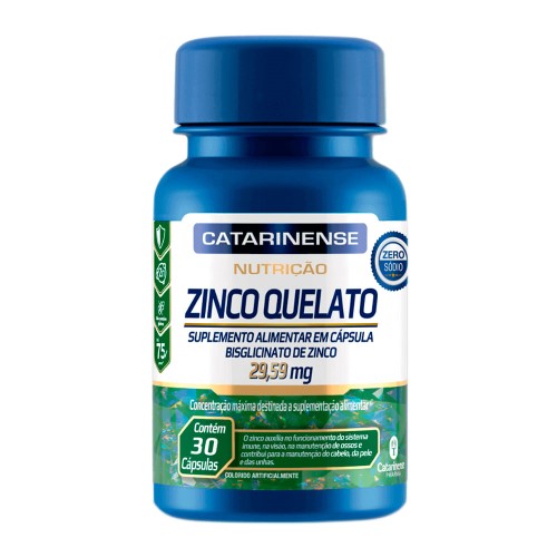 Zinco Quelato Catarinense Nutrição 29,59mg 30 Cápsulas