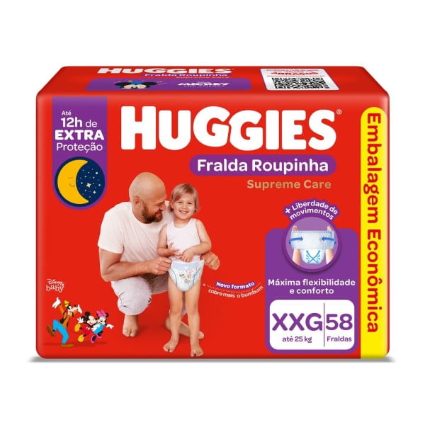 Fralda Huggies Supreme Care Bag Roupinha Xxg Com 58 Unidades