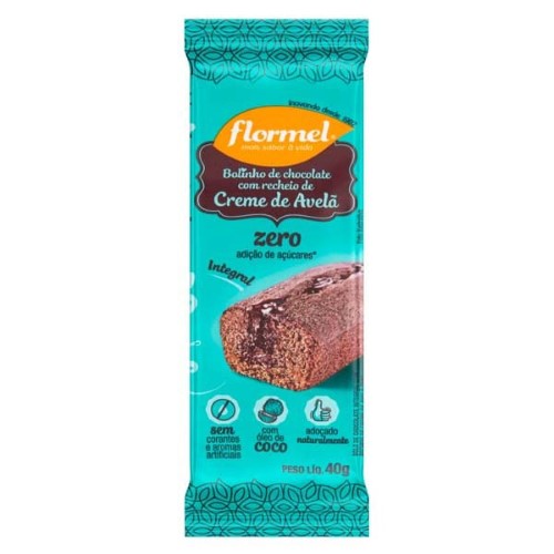 Bolinho Integral de Chocolate Flormel Recheado com Creme de Avelã com 40g