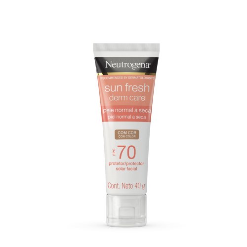 Protetor Solar Neutrogena Sun Fresh Derm Care Fps 70 Pele Seca Com Cor 40g