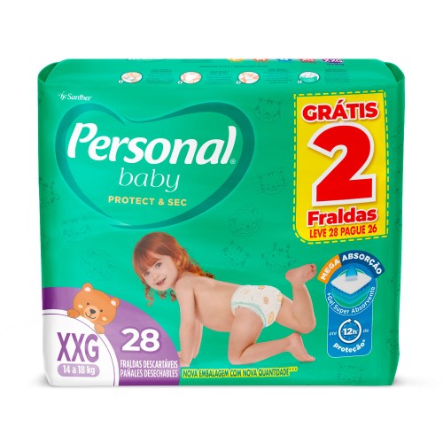 Fralda Personal Baby Protect&Sec XXG - 28 Unidades