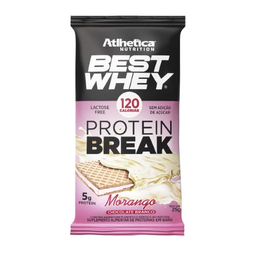 Barra de Proteína Best Whey Atlhetica Nutrition Protein Break Morango Chocolate Branco 25g