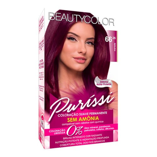 Coloração Permanente Beauty Color Purissi Sem Amônia Marsala 66,26