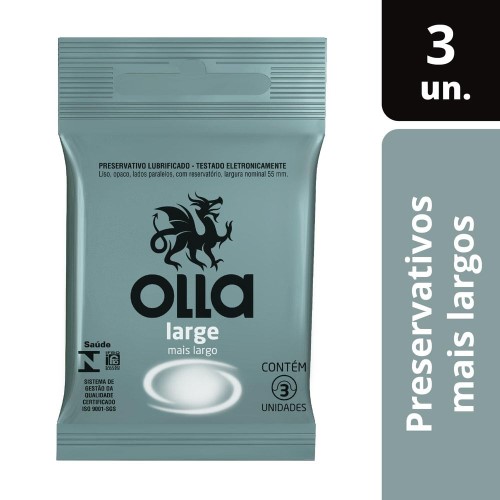 Preservativo Olla Lubrificante Bolso Large 3Un - Olla