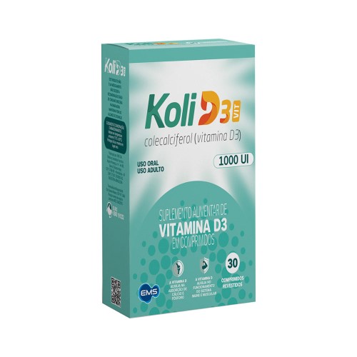 Suplemento de Vitamina D3 Koli D3 Vit 1.000UI com 30 comprimidos