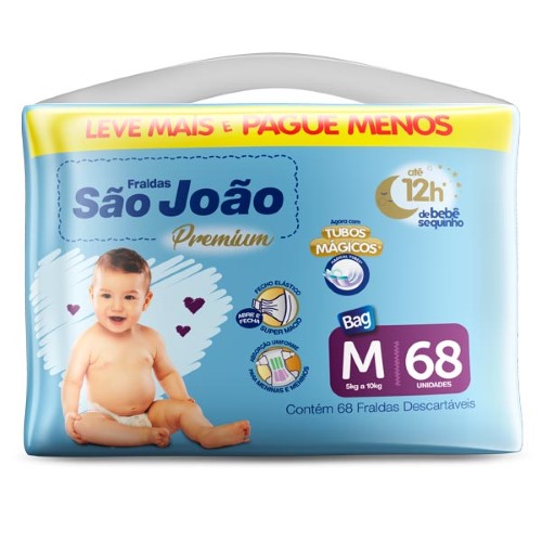 Fralda São João Premium Bag M C/ 68Un