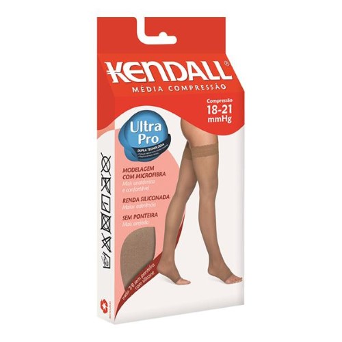 Meia Coxa (7/8) Kendall Feminina Média Compressão (18-21mmHg) Ponteira Aberta Tamanho G Cor Mel