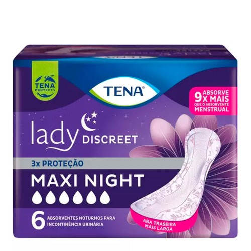 Absorvente Para Incontinência Urinária Tena Lady Discreet Maxi Night 6 unidades