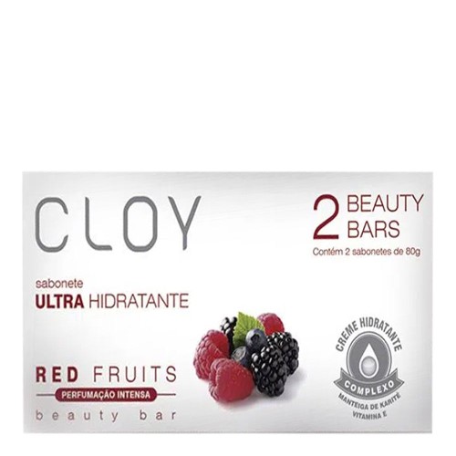 Sabonete em Barra Cloy Beauty Bar Red Fruits com 2 barras de 80g cada