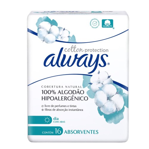 Absorvente Always Hipoalergênico com Abas Cotton Protection 16 Unidades