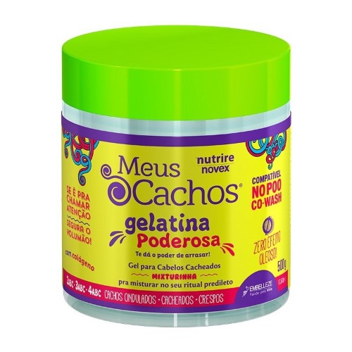 Gel para Cabelos Cacheados Novex Embelleze Meus Cachos Gelatina Poderosa com 500g