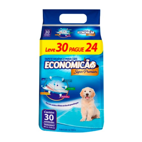 Tapete Higiênico para Cães Economicão Super Premium Leve 30 Pague 24 unidades