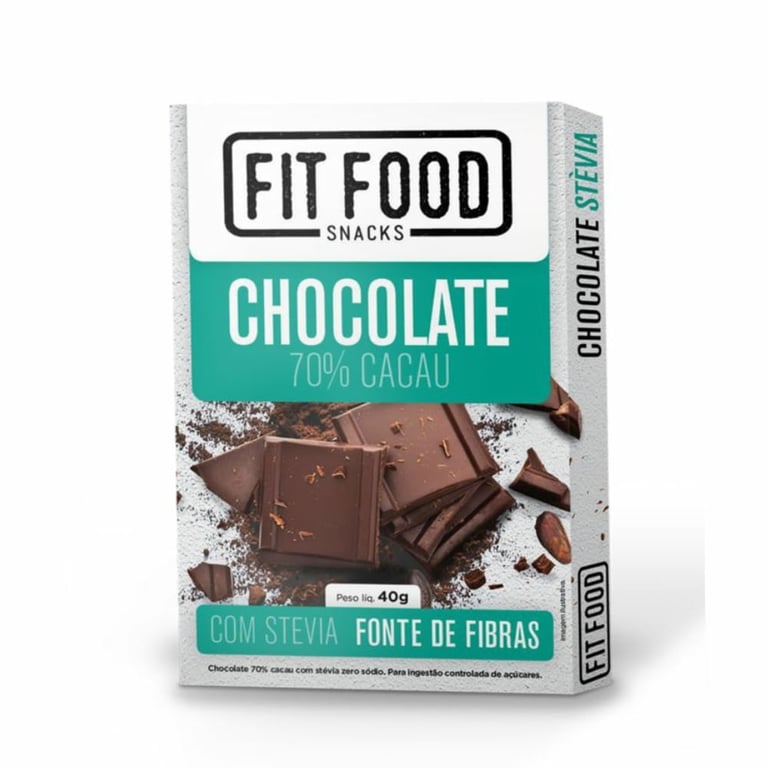 Chocolate Fit Food 70% Cacau com Stevia com 40g