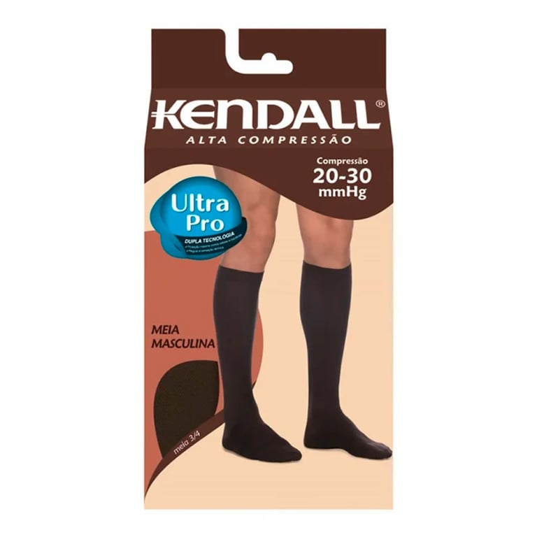 Meia 3/4 Masculina Kendall Alta Compressão Medio Marron