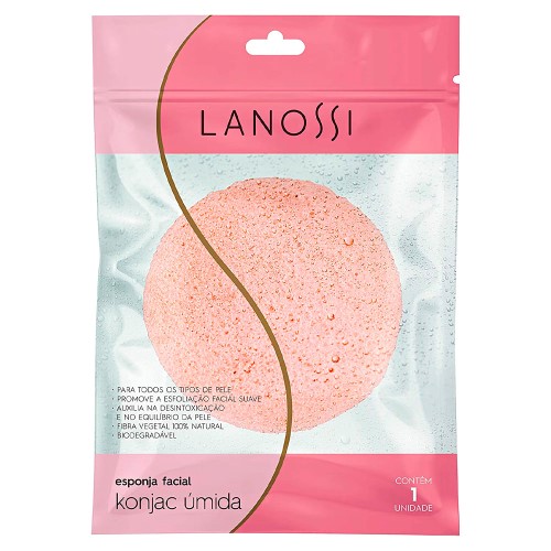 Esponja de Limpeza Facial Lanossi Konjac Úmida com 1 unidade