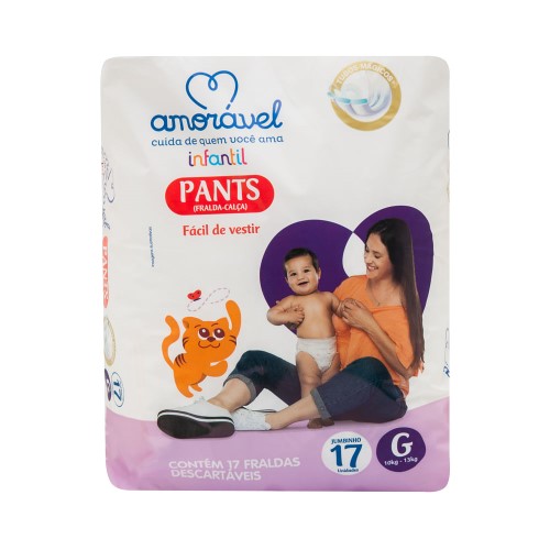 Fralda Amoravel Pants Tamanho G Com 17 Unidades