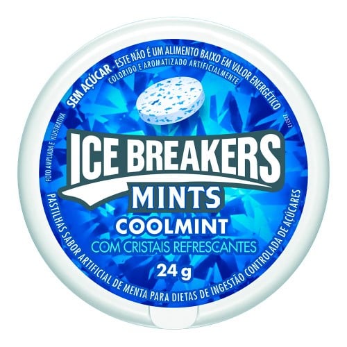 Pastilhas Ice Break Mints Coolmint com Cristais Refrescantes