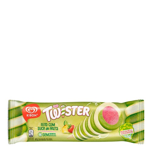 Sorvete de Palito Kibon Twister Banana e Framboesa 45g