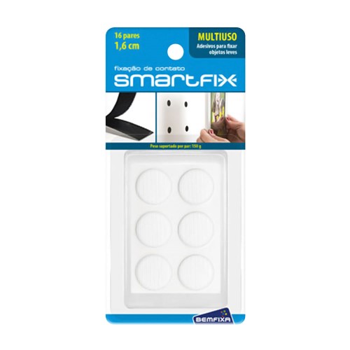 Círculos Adesivos Multiuso Smartfix Para Fixar Objetos Leves Cor Branco 16 Pares